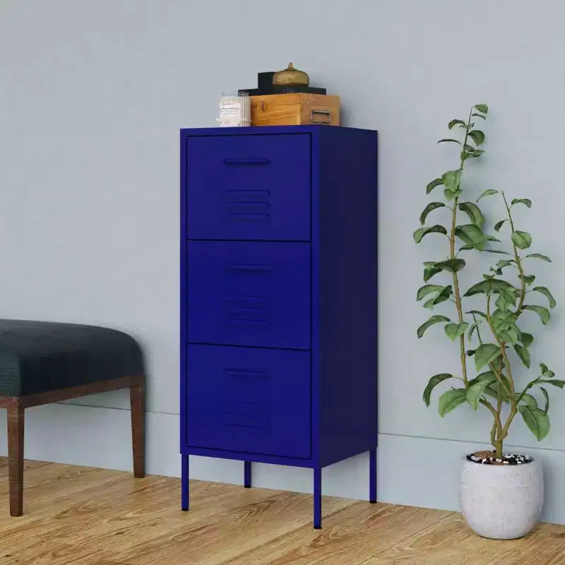 Cassettiera in acciaio a 3 cassetti blu navy