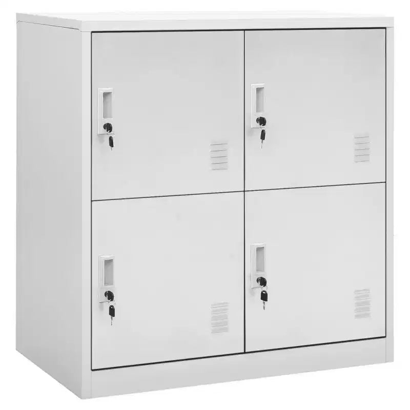 vidaXL Locker Cabinet Set of 2 Light Grey and Red Steel Medium - Light Gray with 4 Lockers