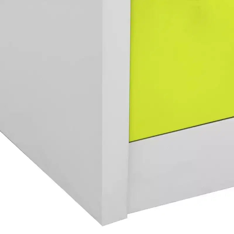 Armadietto in acciaio grigio e verde, set da 2 – 9 scomparti con serratura, 2 persone