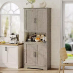 Mobile dispensa da terra bianco antico/grigio puro con 4 ante e ripiani regolabili, altezza 178 cm, montaggio in 1 persona