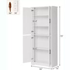 Mobile dispensa da terra bianco antico/grigio puro con 4 ante e ripiani regolabili, altezza 178 cm, montaggio in 1 persona