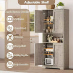 Mobile dispensa da terra bianco antico/grigio puro con 4 ante e ripiani regolabili, altezza 178 cm, montaggio in 1 persona