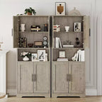 Mobile dispensa da terra bianco antico/grigio puro con 4 ante e ripiani regolabili, altezza 178 cm, montaggio in 1 persona
