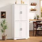 Mobile dispensa da terra bianco antico/grigio puro con 4 ante e ripiani regolabili, altezza 178 cm, montaggio in 1 persona