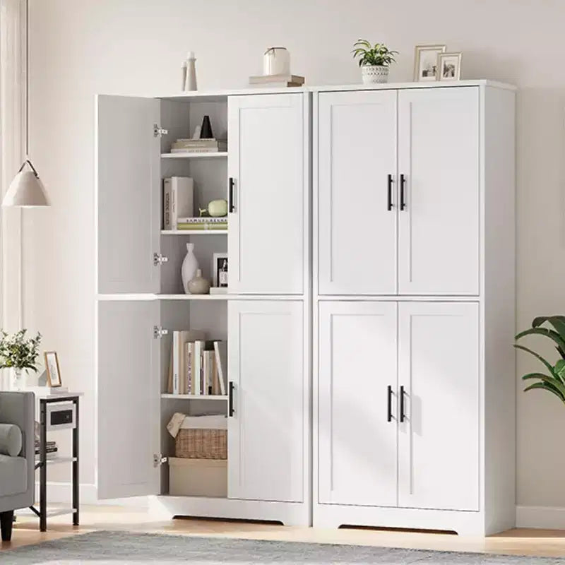 Mobile dispensa da terra bianco antico/grigio puro con 4 ante e ripiani regolabili, altezza 178 cm, montaggio in 1 persona