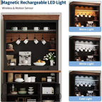 Mobile da Bar per Caffè da Fattoria Noce & Nero / Noce & Bianco con LED, 3 Ante e 3 Cassetti