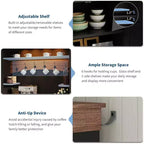 Mobile da Bar per Caffè da Fattoria Noce & Nero / Noce & Bianco con LED, 3 Ante e 3 Cassetti