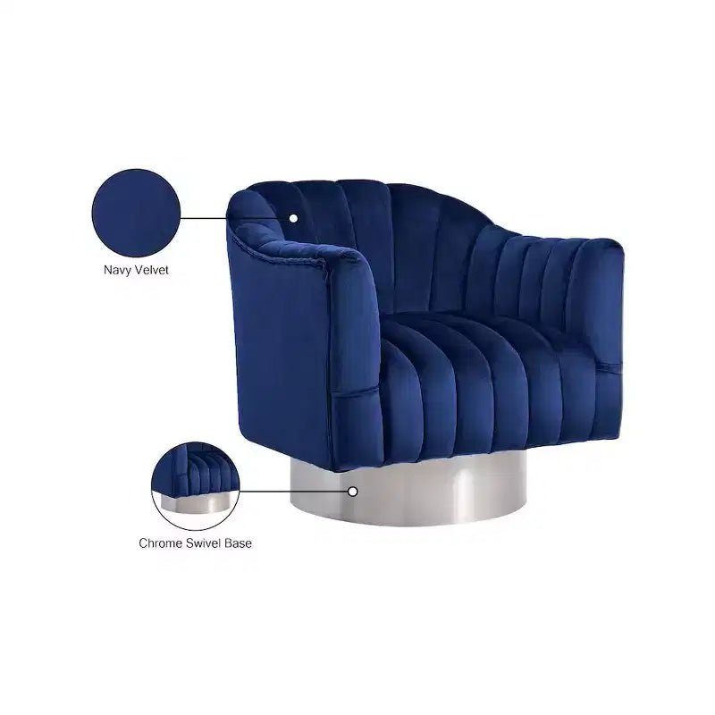 Poltrona girevole d'accento in velluto – Nera / Verde / Grigia / Blu scuro / Rosa, 1 posto