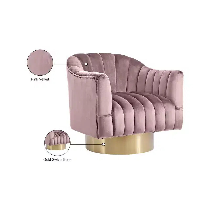 Poltrona girevole d'accento in velluto – Nera / Verde / Grigia / Blu scuro / Rosa, 1 posto