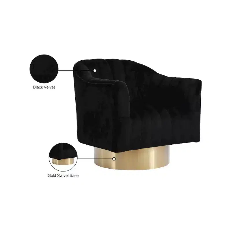Poltrona girevole d'accento in velluto – Nera / Verde / Grigia / Blu scuro / Rosa, 1 posto