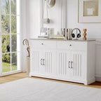 Credenza a buffet da fattoria bianca, mobile a 2 ante e 2 cassetti