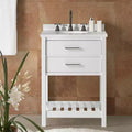Base per lavabo singolo da 24" bianca, cassetti a chiusura ammortizzata, legno di pino