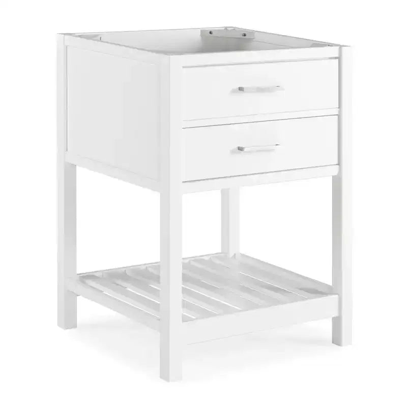 Base per lavabo singolo da 24" bianca, cassetti a chiusura ammortizzata, legno di pino