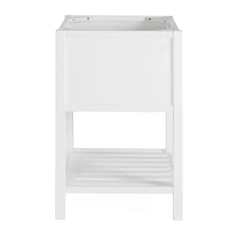 Base per lavabo singolo da 24" bianca, cassetti a chiusura ammortizzata, legno di pino