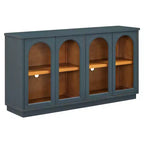 Madia a 4 ante con ante ad arco in vetro – Nero / Blu Navy / Pino anticato