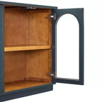 Madia a 4 ante con ante ad arco in vetro – Nero / Blu Navy / Pino anticato