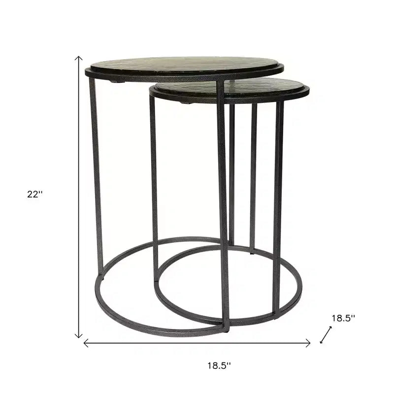 Tavolini rotondi sovrapponibili Grigio e Trasparente, Set da 2