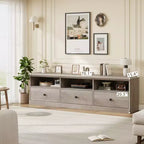 Mobile TV in nero / grigio / bianco / legno per TV fino a 80" – Unità singola con cassetto e ripiani aperti