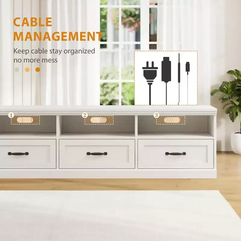 Mobile TV in nero / grigio / bianco / legno per TV fino a 80" – Unità singola con cassetto e ripiani aperti