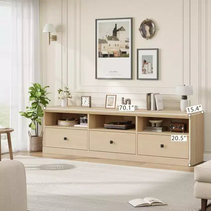 Mobile TV in nero / grigio / bianco / legno per TV fino a 80" – Unità singola con cassetto e ripiani aperti