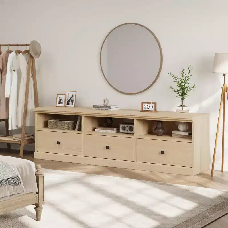 Mobile TV in nero / grigio / bianco / legno per TV fino a 80" – Unità singola con cassetto e ripiani aperti