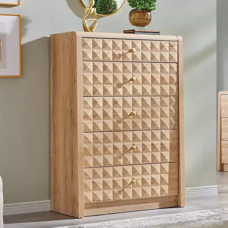 Cassettiera Nera/Naturale a 5 o 8 Cassetti – Comò in Legno per 1-2 Utenti
