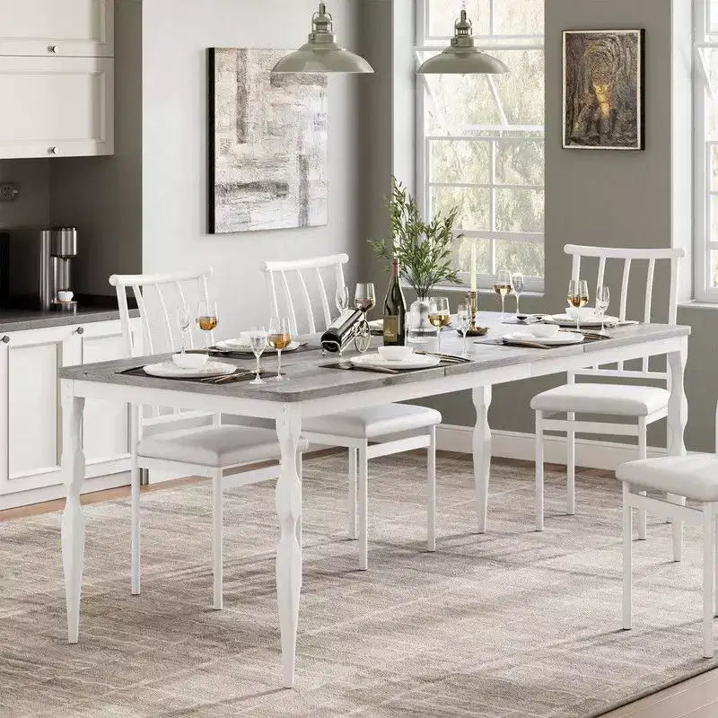 Tavolo da pranzo da 200 cm stile rustico, colore retrò/grigio lavato, base a croce, 6-8 posti
