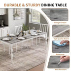 Tavolo da pranzo da 200 cm stile rustico, colore retrò/grigio lavato, base a croce, 6-8 posti