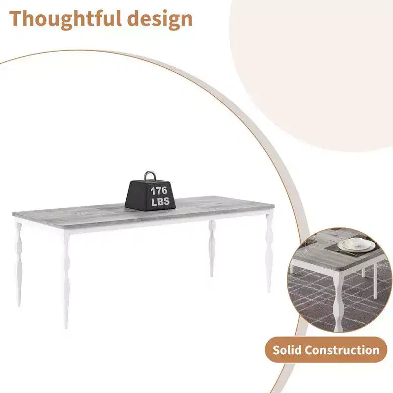 Tavolo da pranzo da 200 cm stile rustico, colore retrò/grigio lavato, base a croce, 6-8 posti