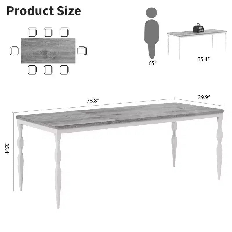 Tavolo da pranzo da 200 cm stile rustico, colore retrò/grigio lavato, base a croce, 6-8 posti
