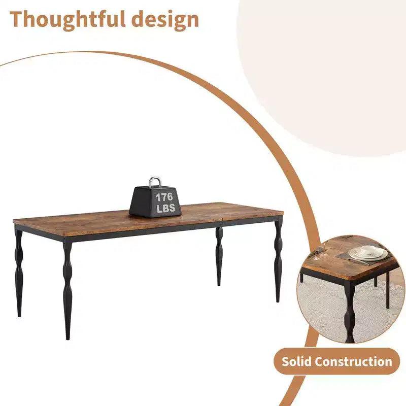Tavolo da pranzo da 200 cm stile rustico, colore retrò/grigio lavato, base a croce, 6-8 posti