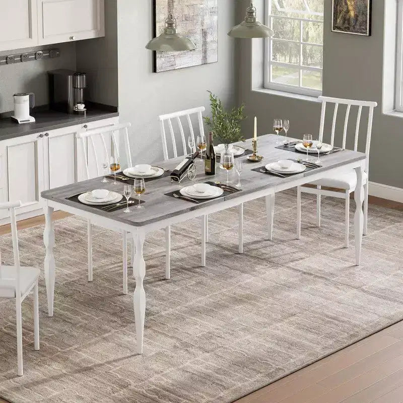 Tavolo da pranzo da 200 cm stile rustico, colore retrò/grigio lavato, base a croce, 6-8 posti