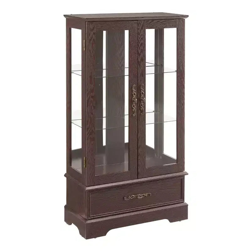 Vetrina retrò con luce, singola, colore Nero / Marrone / Bianco / Rovere chiaro / Arancione