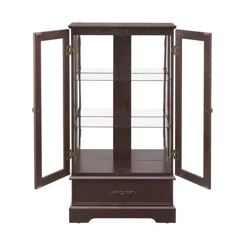 Vetrina retrò con luce, singola, colore Nero / Marrone / Bianco / Rovere chiaro / Arancione