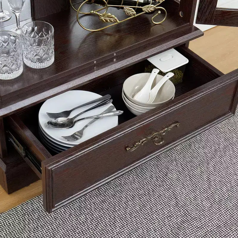 Vetrina retrò con luce, singola, colore Nero / Marrone / Bianco / Rovere chiaro / Arancione
