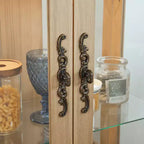 Vetrina retrò con luce, singola, colore Nero / Marrone / Bianco / Rovere chiaro / Arancione