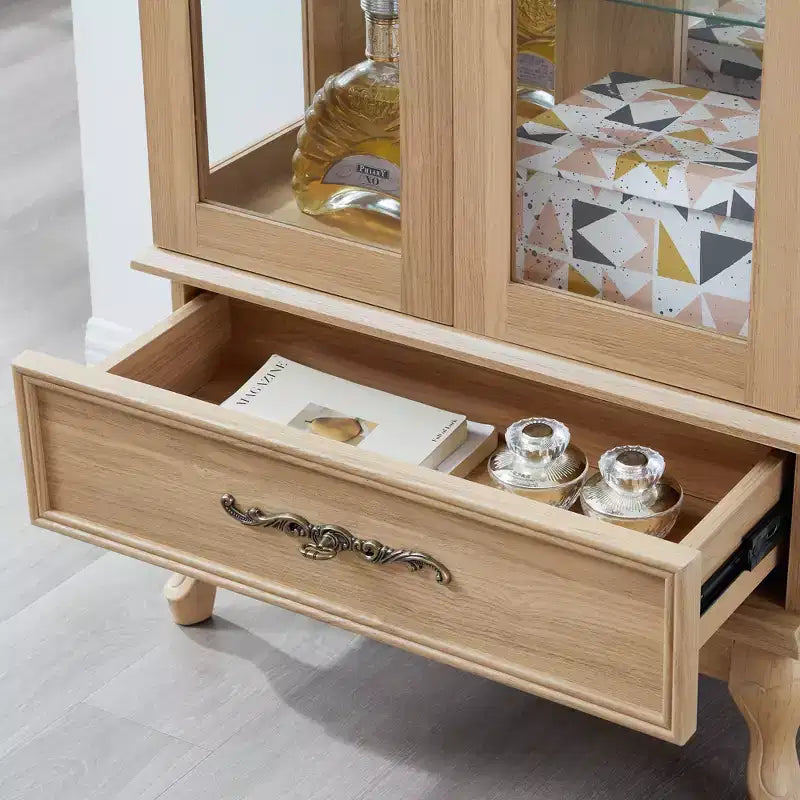 Vetrina retrò con luce, singola, colore Nero / Marrone / Bianco / Rovere chiaro / Arancione