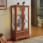 Vetrina retrò con luce, singola, colore Nero / Marrone / Bianco / Rovere chiaro / Arancione