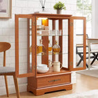 Vetrina retrò con luce, singola, colore Nero / Marrone / Bianco / Rovere chiaro / Arancione