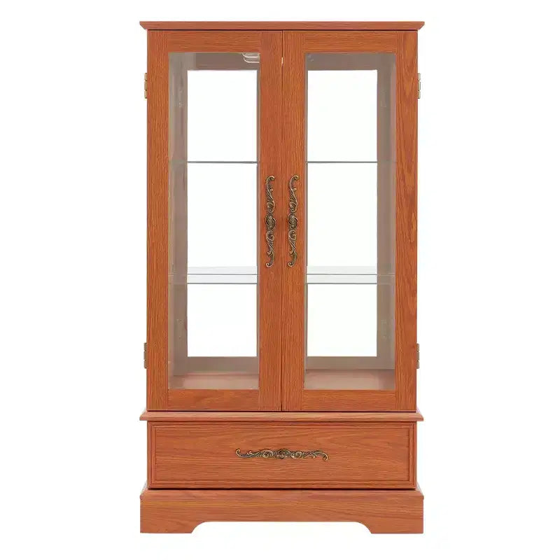 Vetrina retrò con luce, singola, colore Nero / Marrone / Bianco / Rovere chiaro / Arancione