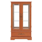 Vetrina retrò con luce, singola, colore Nero / Marrone / Bianco / Rovere chiaro / Arancione