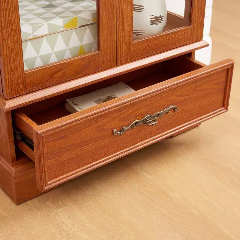Vetrina retrò con luce, singola, colore Nero / Marrone / Bianco / Rovere chiaro / Arancione