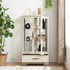 Vetrina retrò con luce, singola, colore Nero / Marrone / Bianco / Rovere chiaro / Arancione