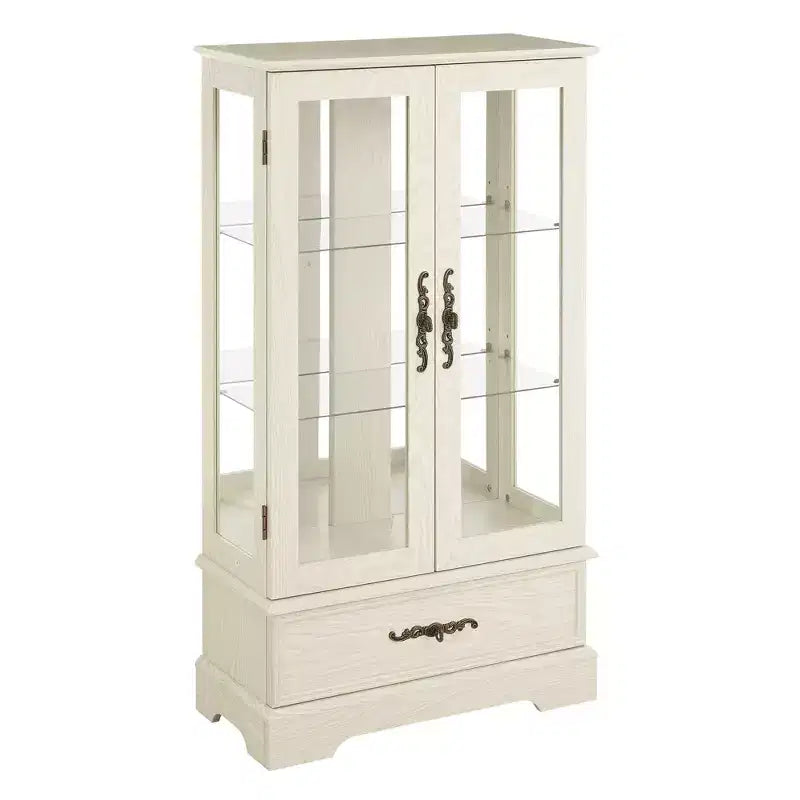 Vetrina retrò con luce, singola, colore Nero / Marrone / Bianco / Rovere chiaro / Arancione