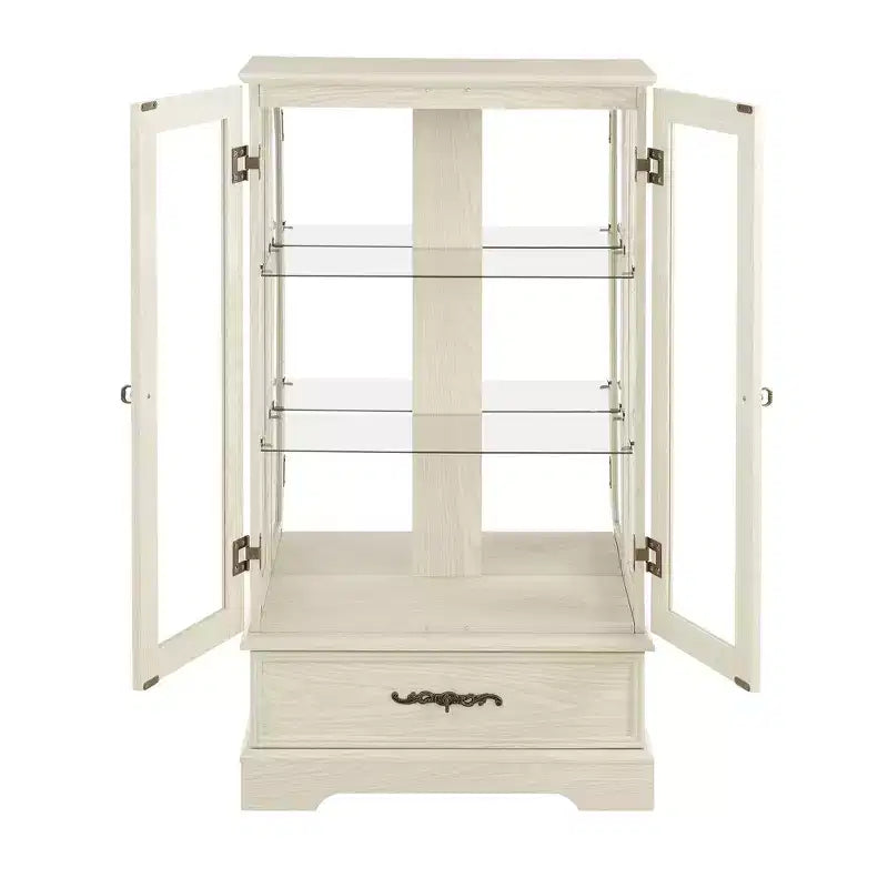 Vetrina retrò con luce, singola, colore Nero / Marrone / Bianco / Rovere chiaro / Arancione