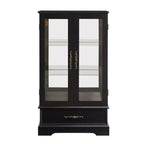 Vetrina retrò con luce, singola, colore Nero / Marrone / Bianco / Rovere chiaro / Arancione