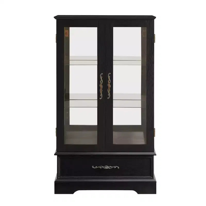 Vetrina retrò con luce, singola, colore Nero / Marrone / Bianco / Rovere chiaro / Arancione