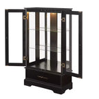 Vetrina retrò con luce, singola, colore Nero / Marrone / Bianco / Rovere chiaro / Arancione
