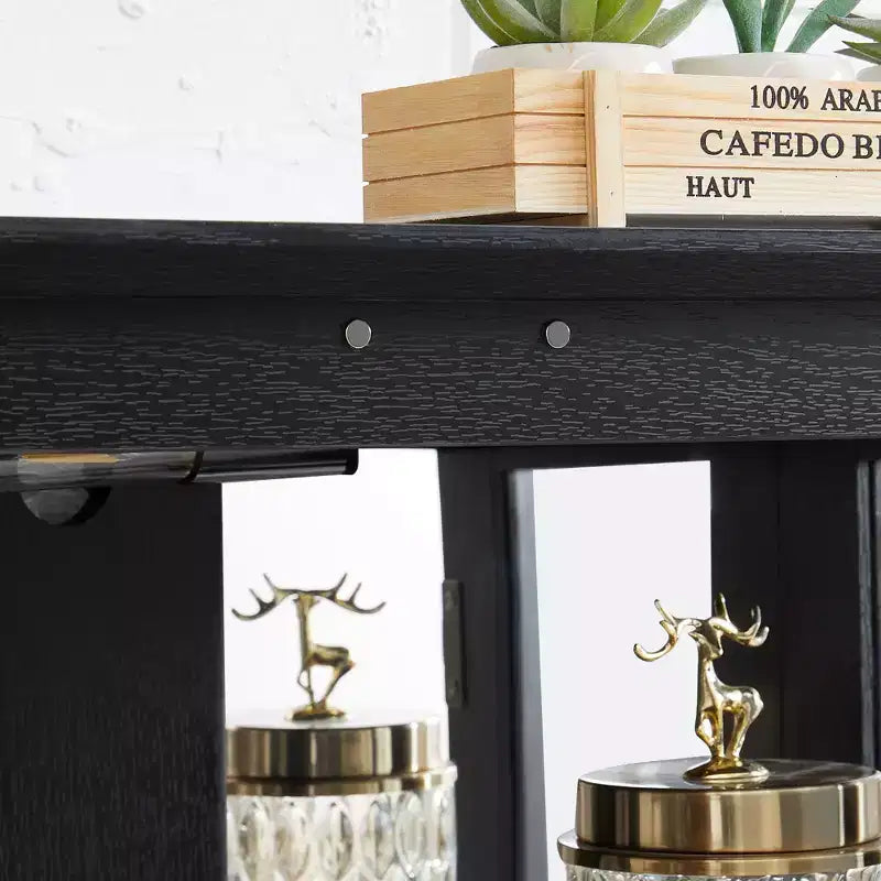 Vetrina retrò con luce, singola, colore Nero / Marrone / Bianco / Rovere chiaro / Arancione