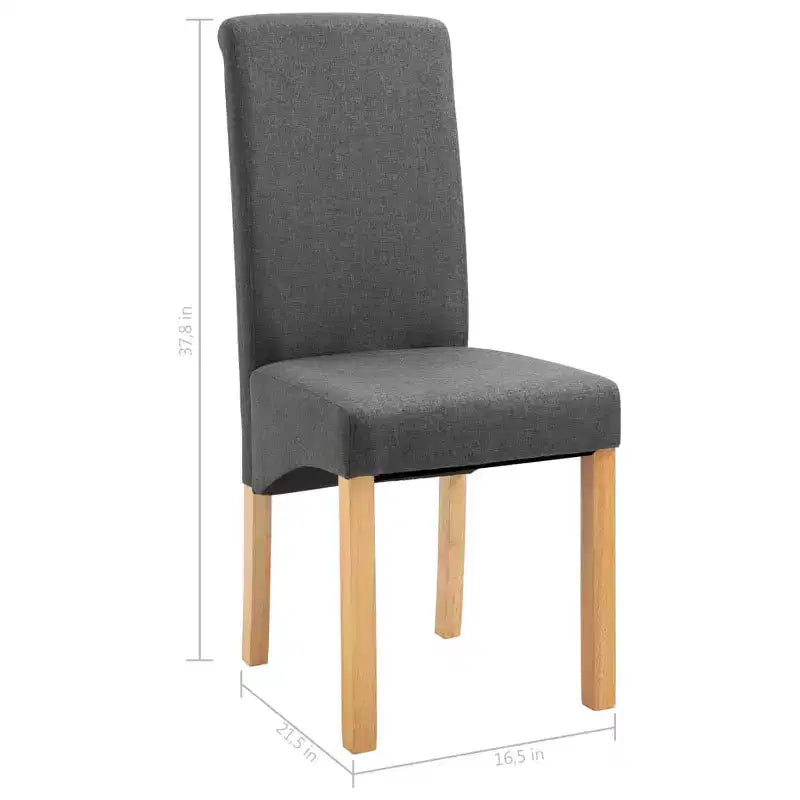 Sedia da pranzo in tessuto, schienale alto senza braccioli, set da 2 (Nero / Marrone / Grigio / Verde / Tortora)